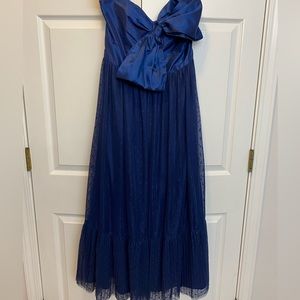 Hutch navy strapless bow front dress
